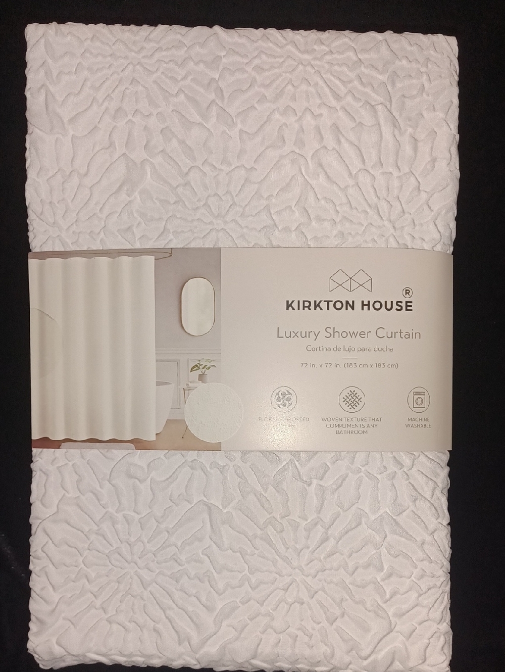Kirkton House White Embossed Luxury Shower Curtain